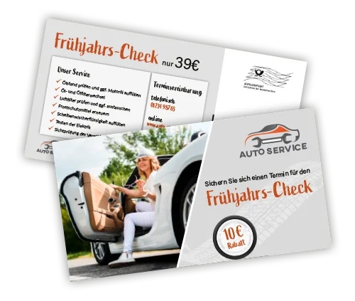 Frühjahrs-Check Postkarte mit 10 Euro Rabatt