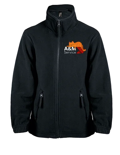 Kids Fleecejacke mit A&M Katzen-Motiv